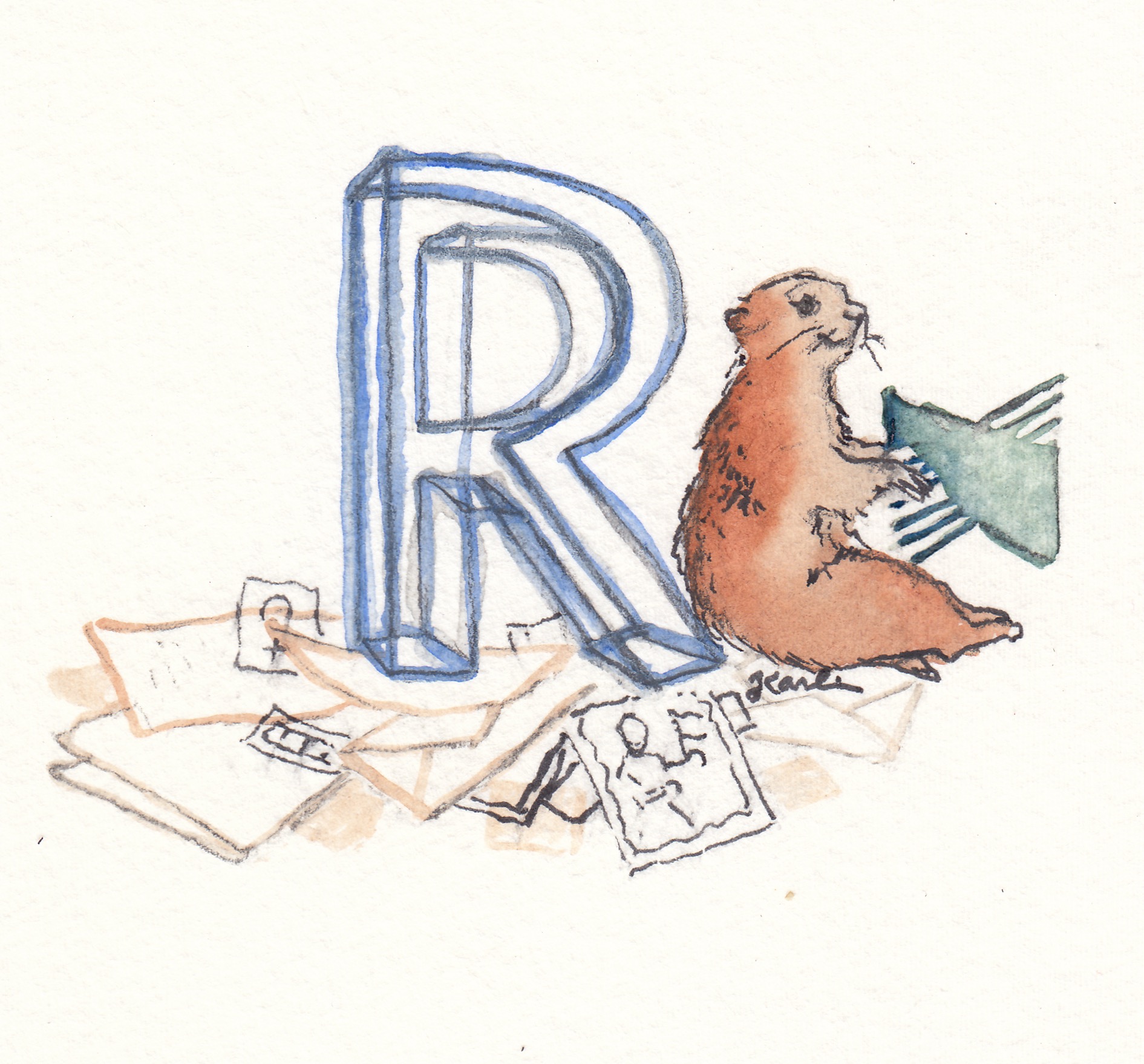 watercolor illustration of gopher with reanimate and Manifold logos