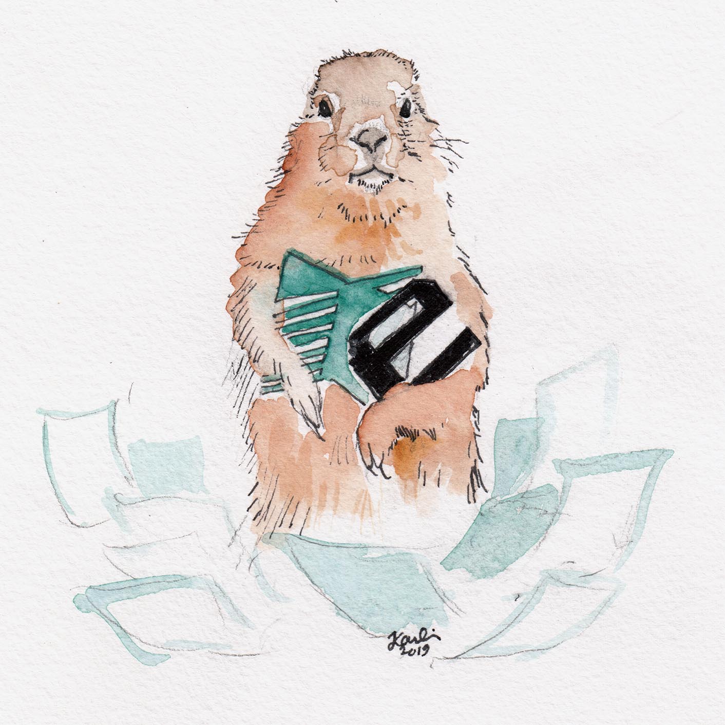 Watercolor gopher illustration holding Manifold and Intermezzo logos